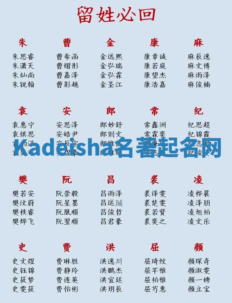 Kadeisha名著起名网